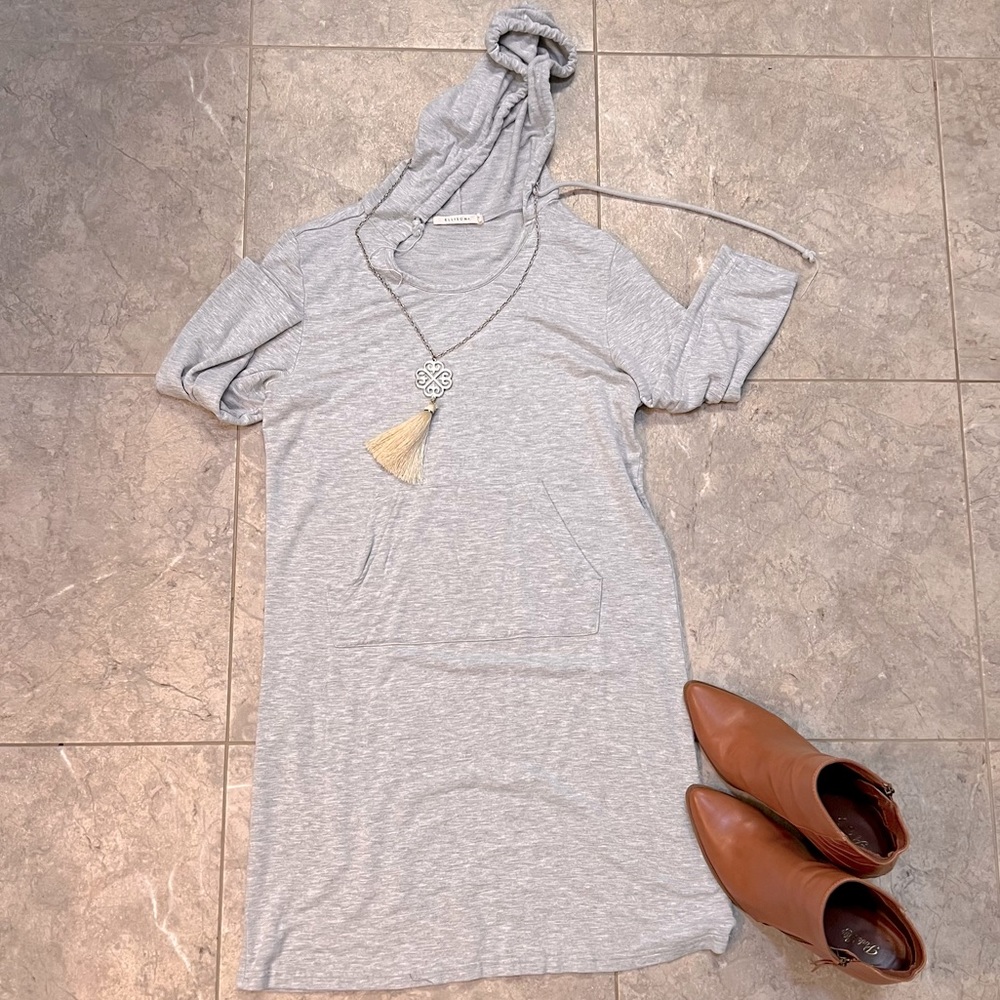 Casual drawstring hooded dress